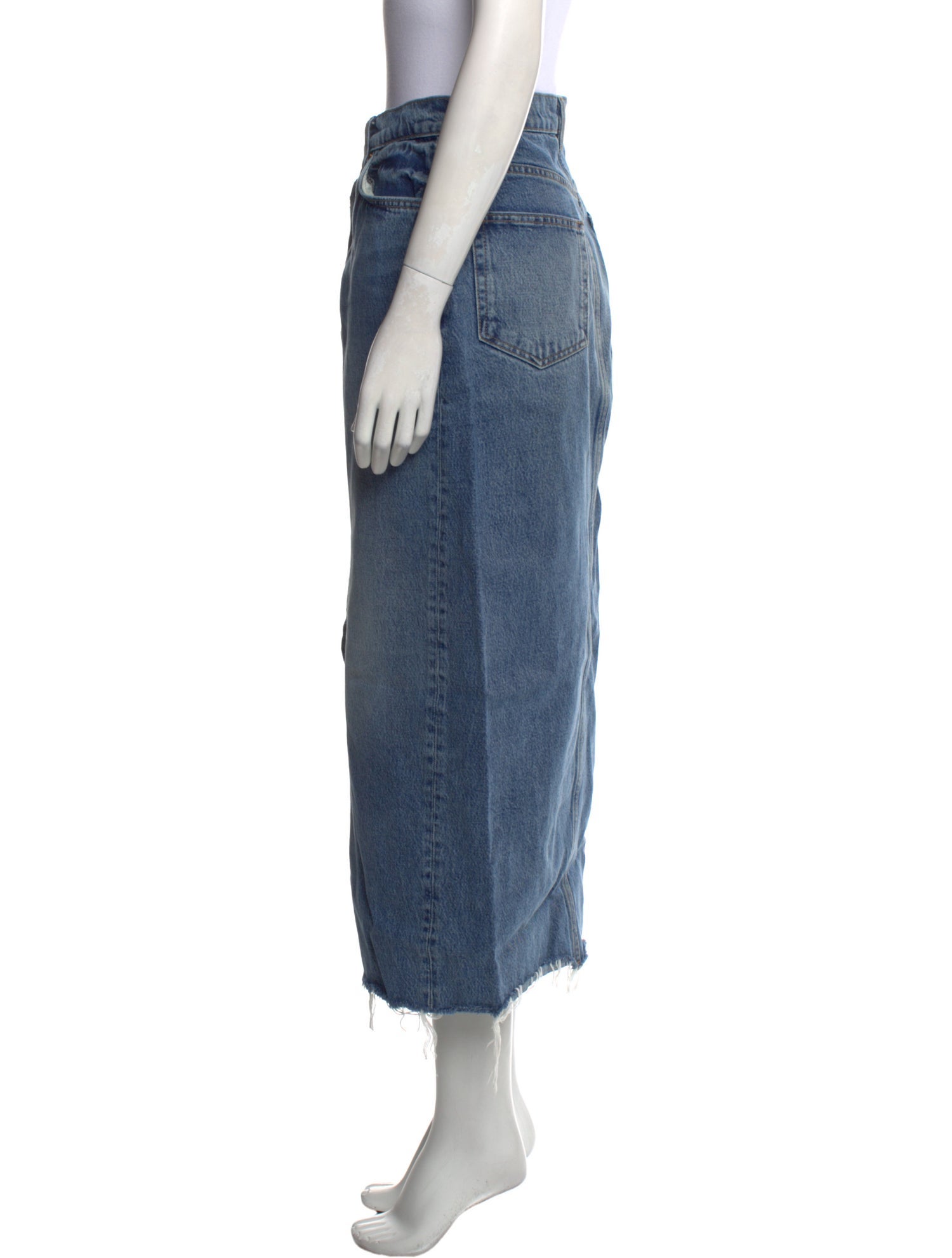 Reformation Distressed Accents Midi Length Skirt