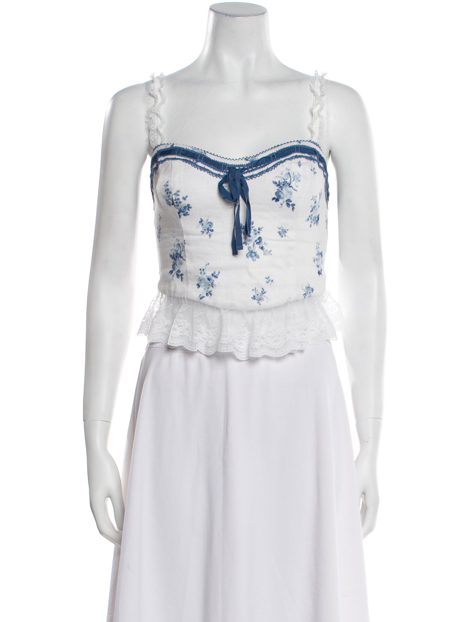 Reformation Linen Floral Print Crop Top