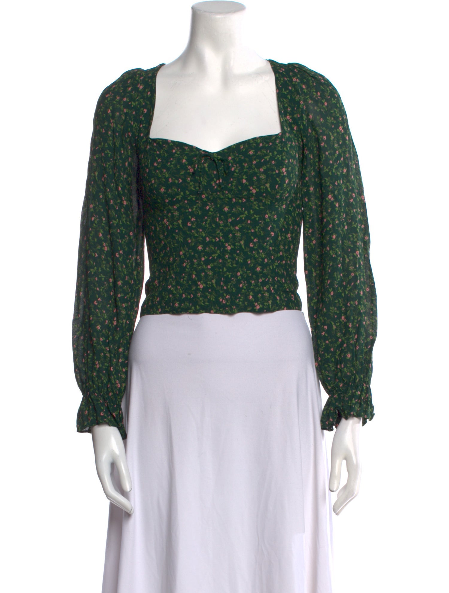 Reformation Floral Print Square Neckline Crop Top