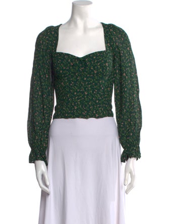 Reformation Floral Print Square Neckline Crop Top
