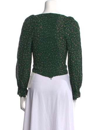 Reformation Floral Print Square Neckline Crop Top