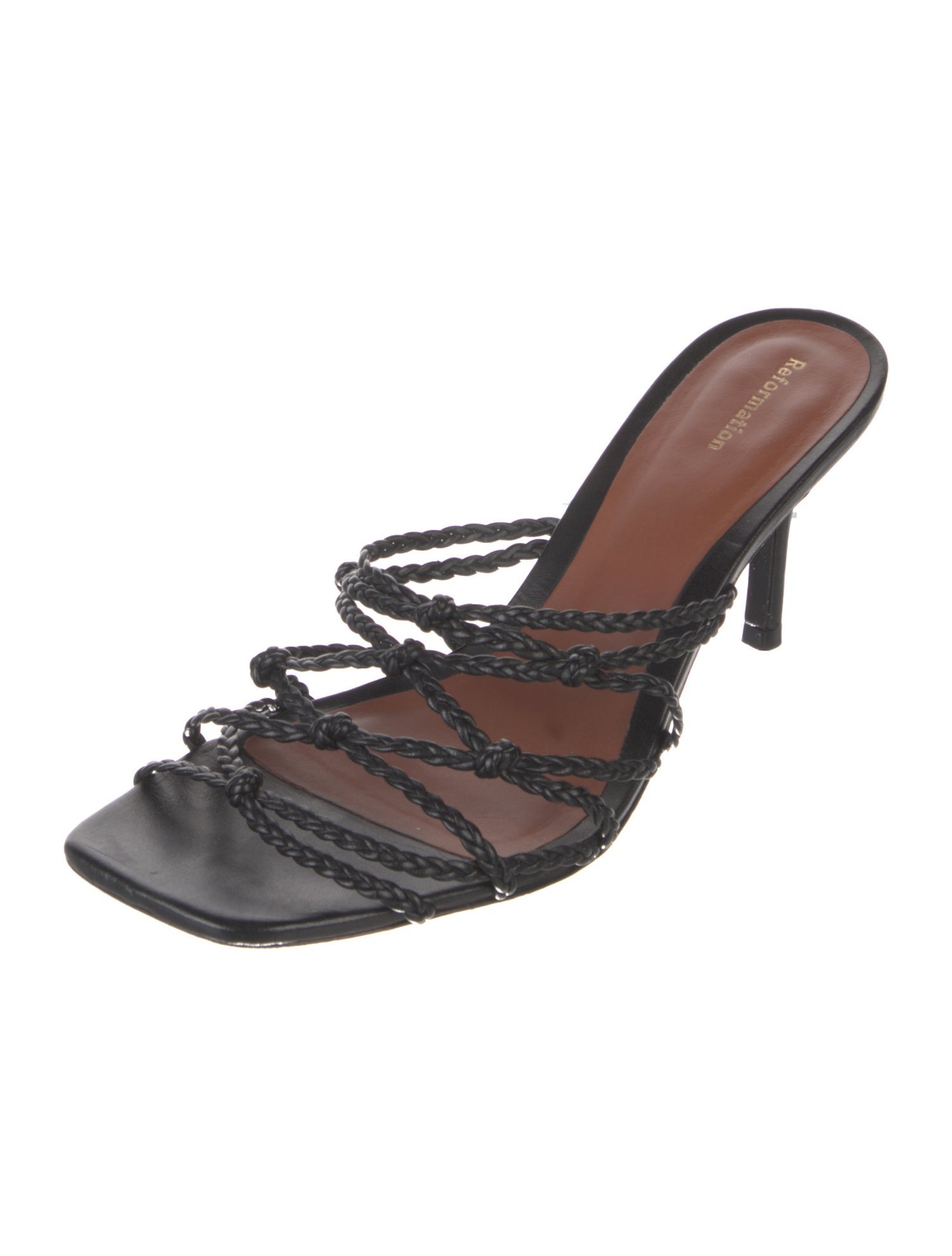 Reformation Leather Braided Accents Slides