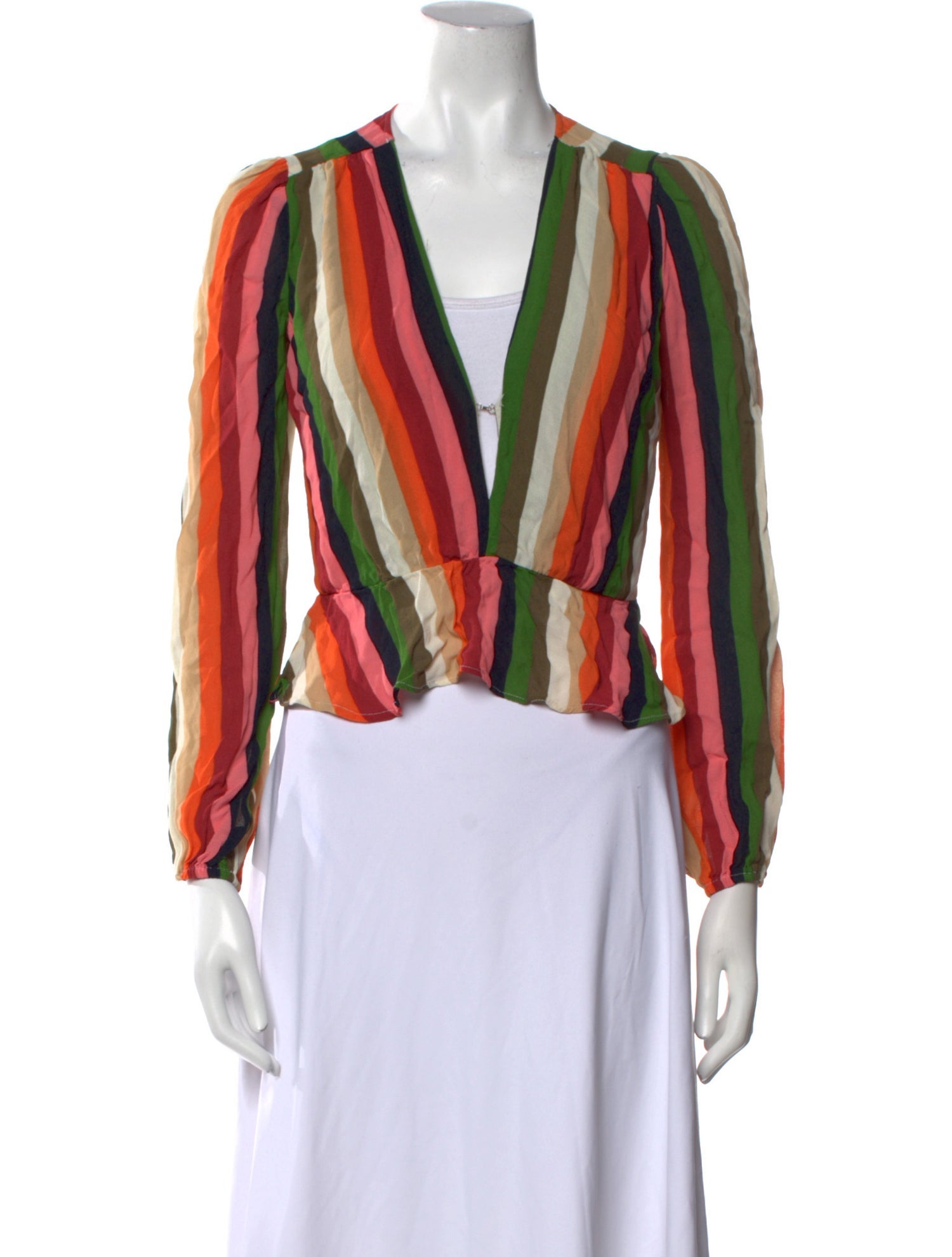 Reformation Striped V-Neck Blouse