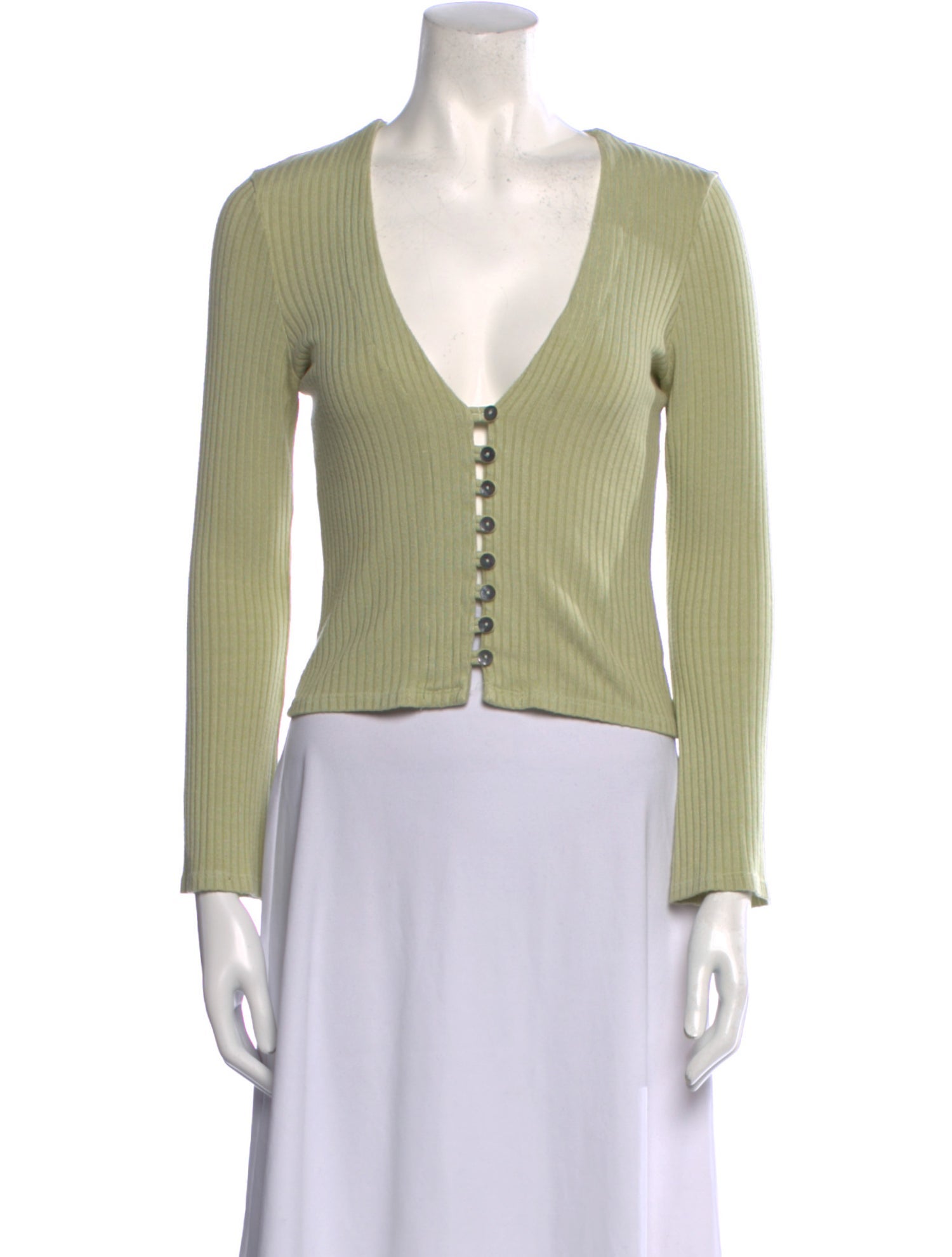 Reformation V-Neck Long Sleeve Crop Top