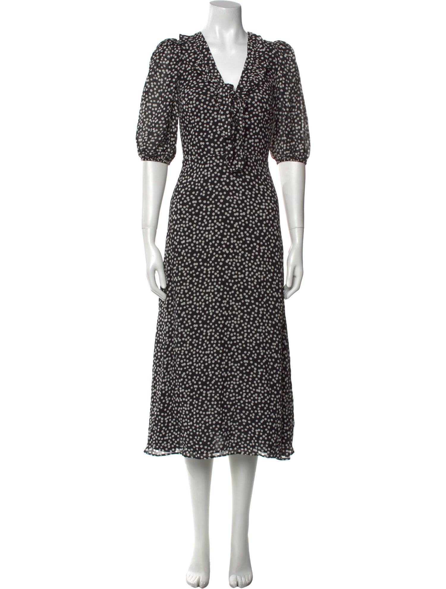 Reformation Polka Dot Print Midi Length Dress