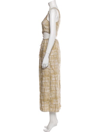 Reformation Linen Plaid Print Skirt Set