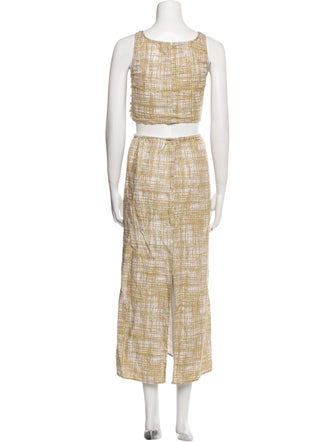 Reformation Linen Plaid Print Skirt Set
