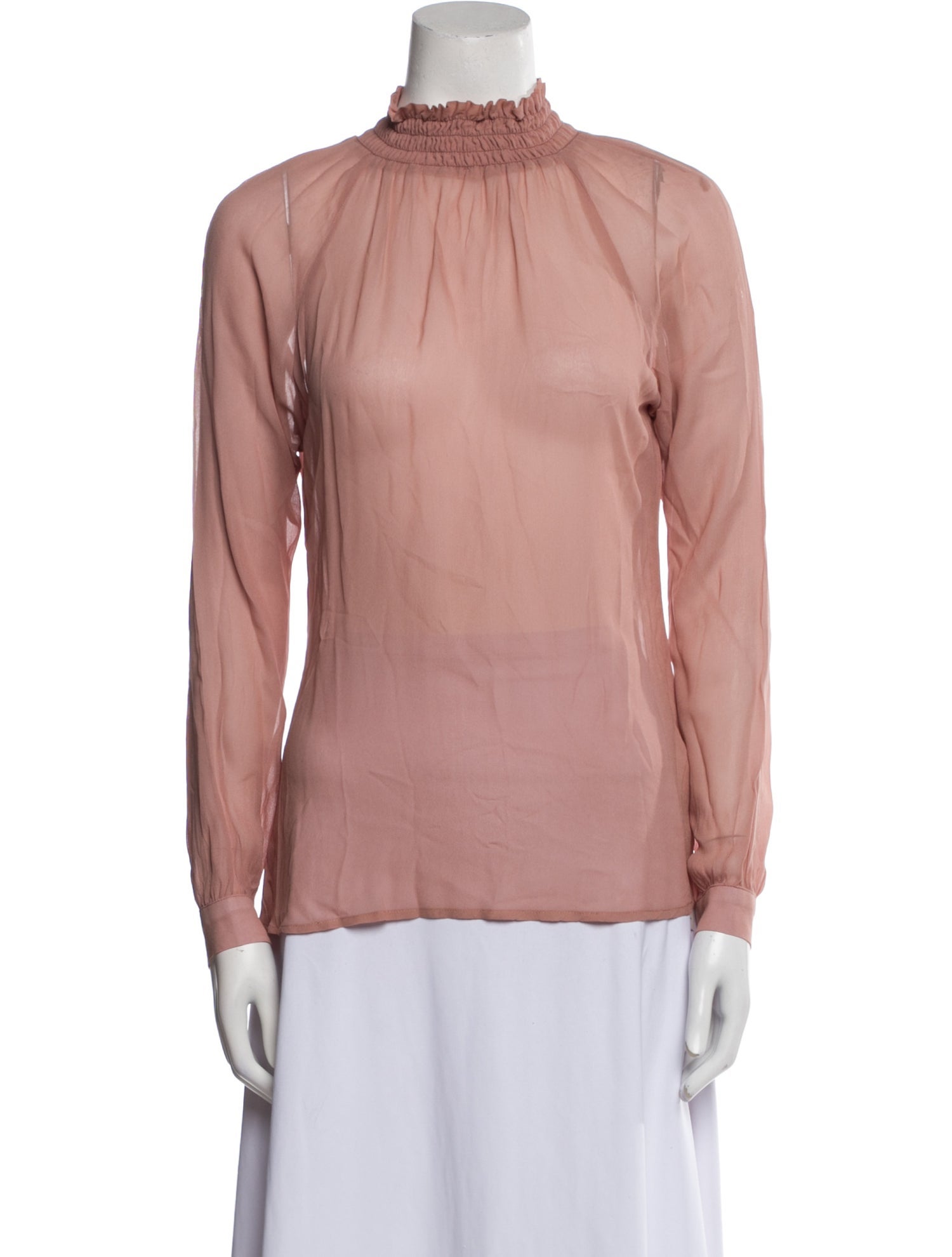 Reformation Mock Neck Long Sleeve Blouse