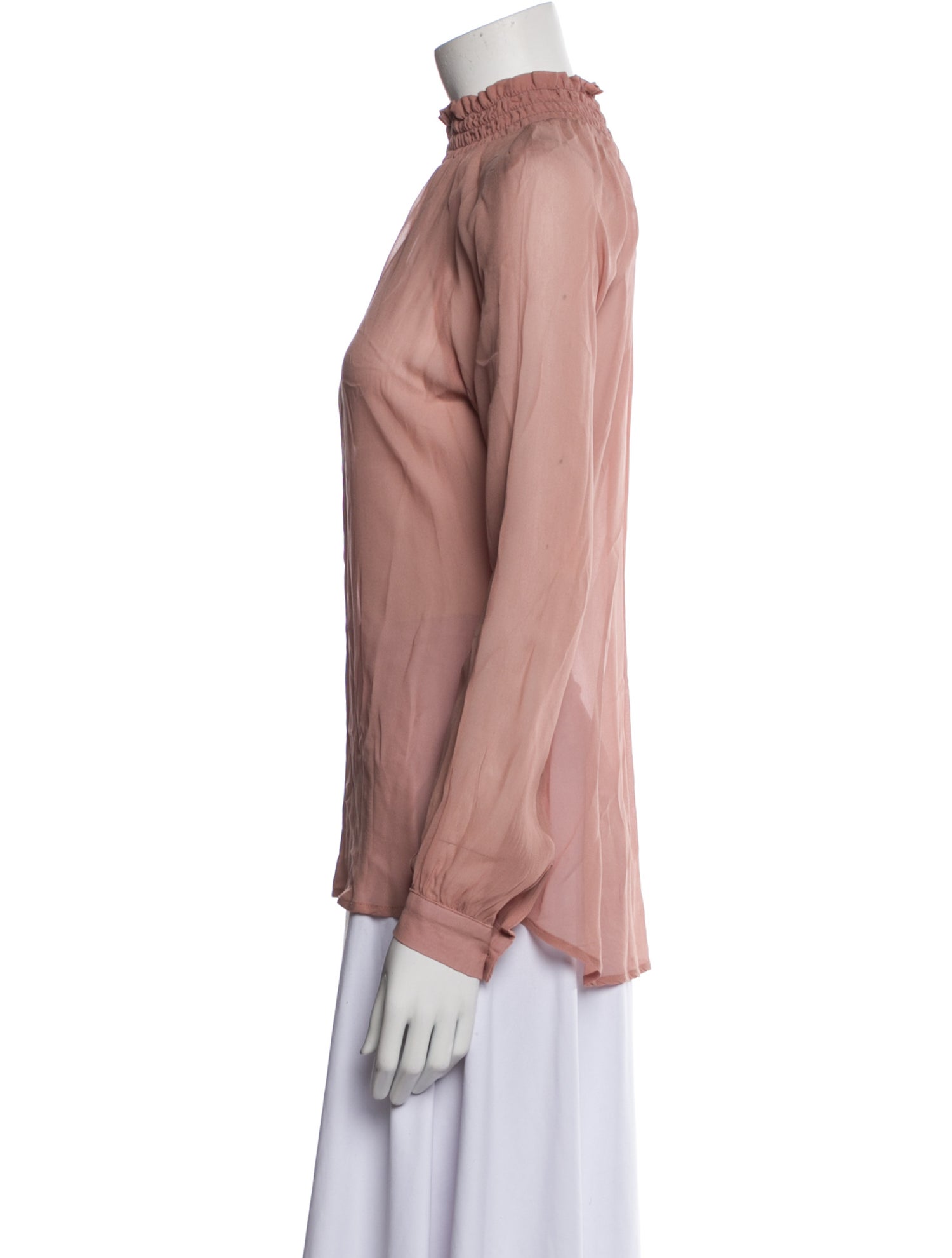 Reformation Mock Neck Long Sleeve Blouse