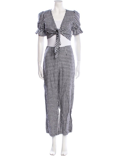 Reformation Linen Plaid Print Pant Set