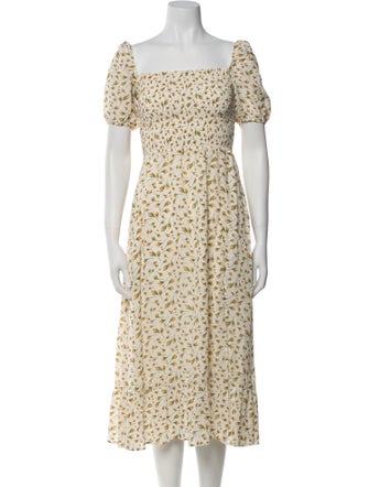 Reformation Floral Print Midi Length Dress