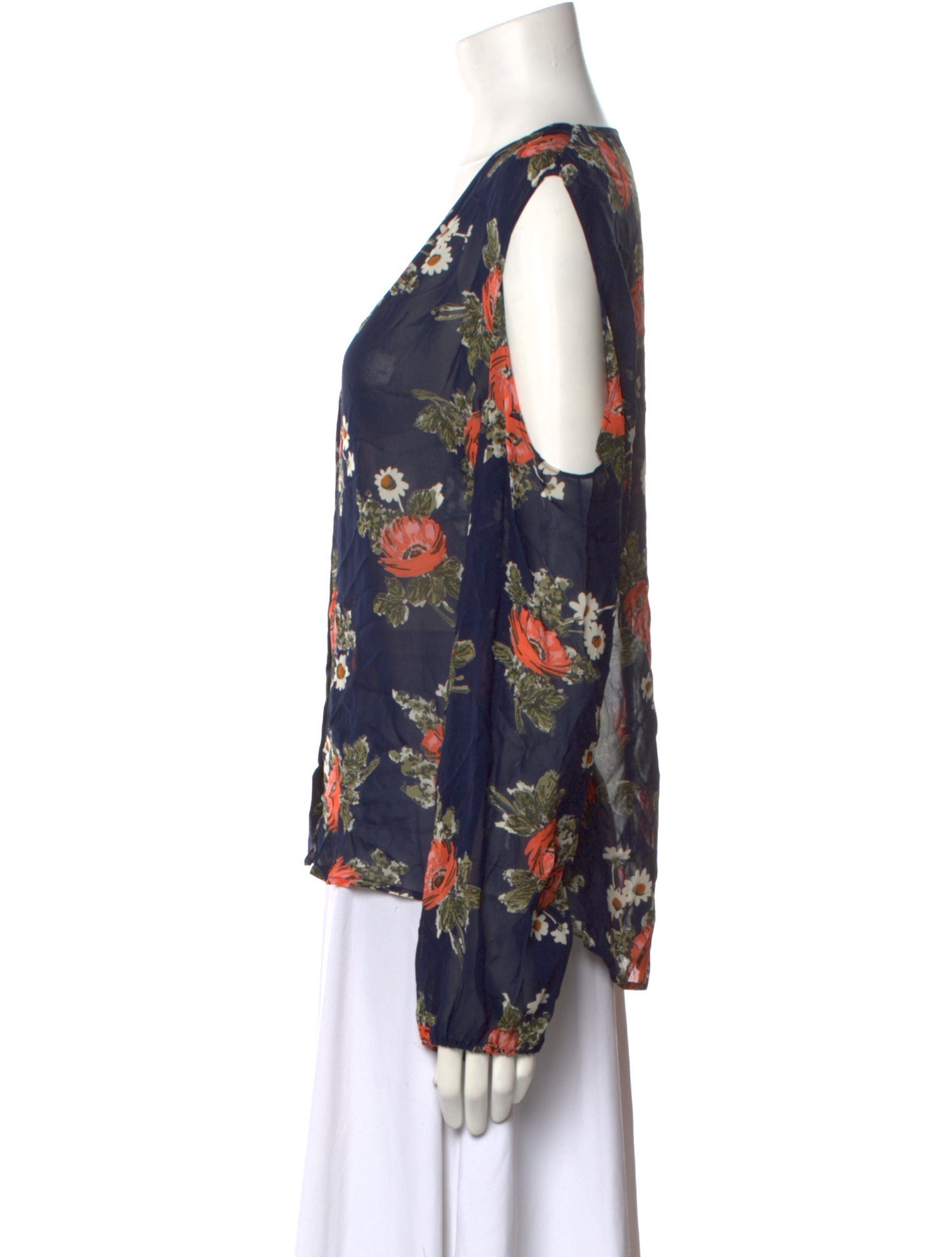 Reformation Floral Print V-Neck Blouse