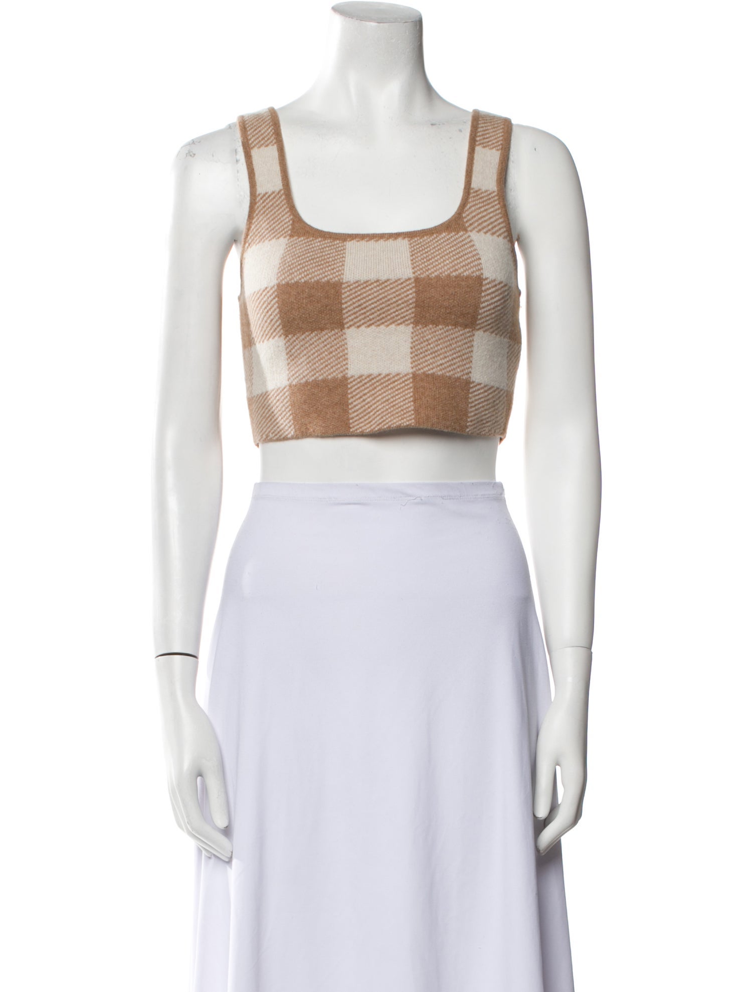 Reformation Cashmere Plaid Print Crop Top