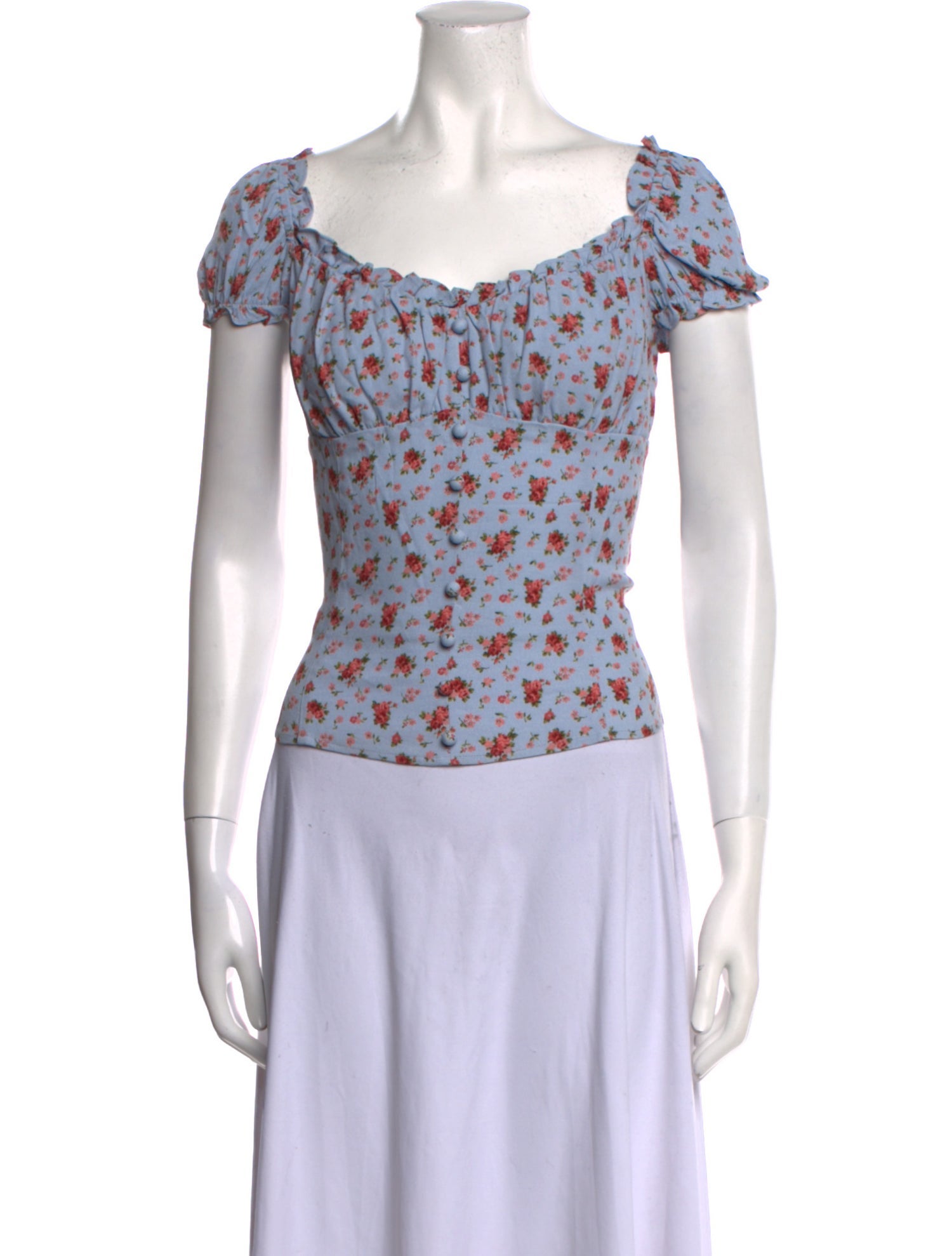 Reformation Floral Print Square Neckline Top