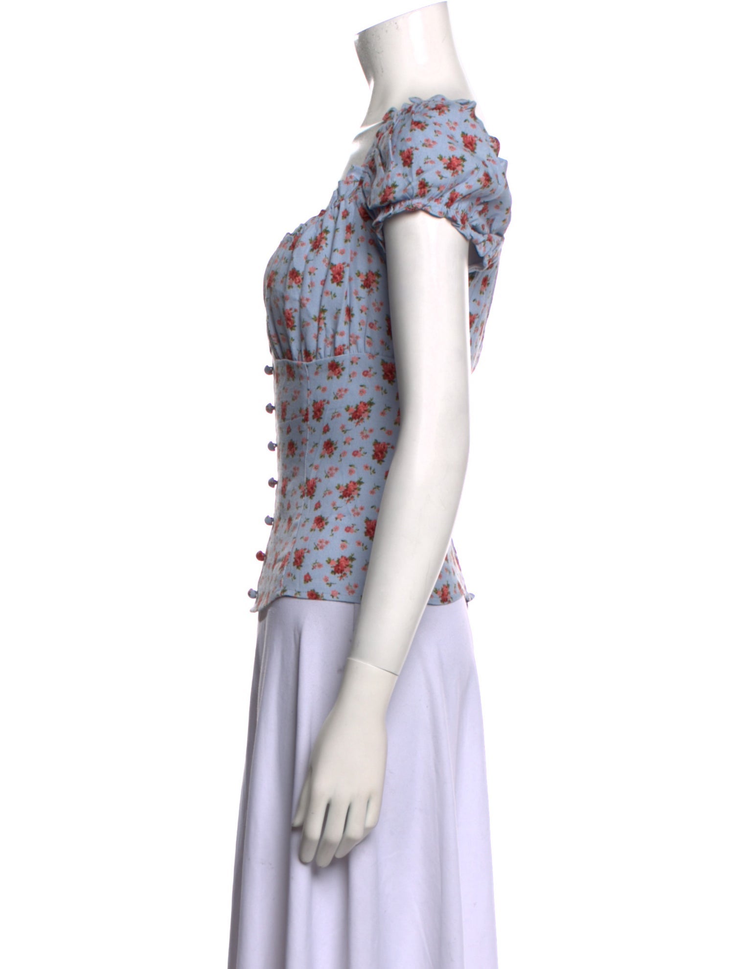 Reformation Floral Print Square Neckline Top