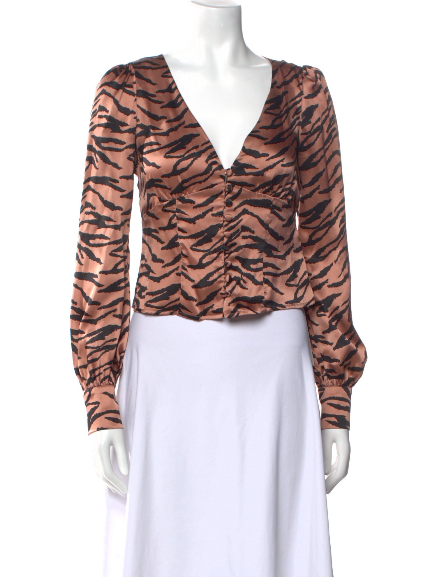 Reformation Silk Animal Print Crop Top