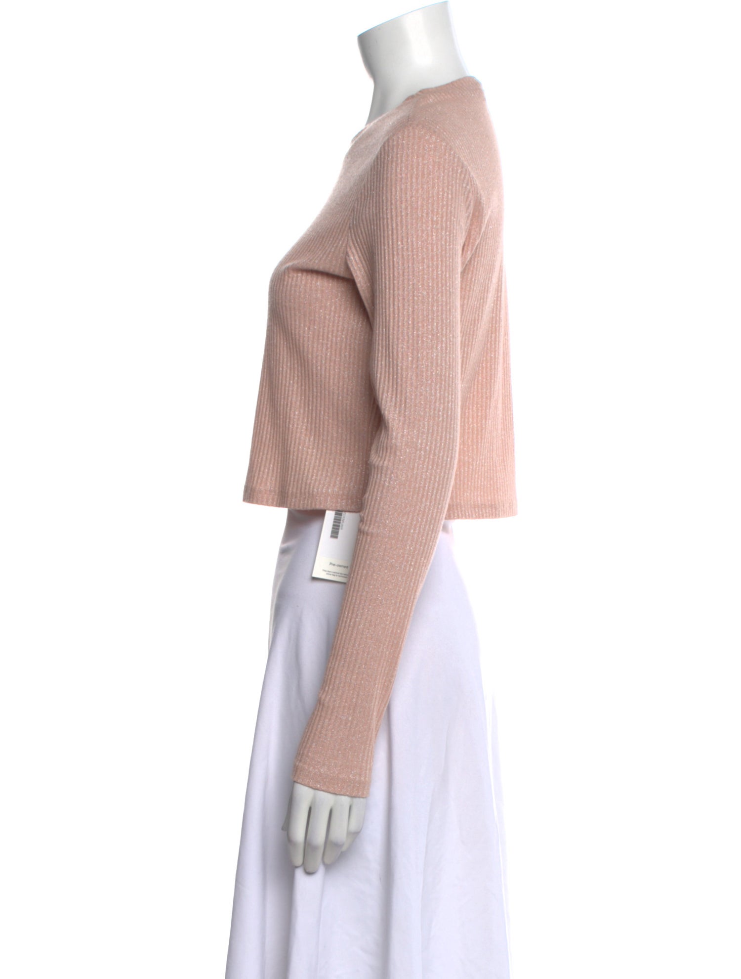 Reformation Crew Neck Long Sleeve Crop Top