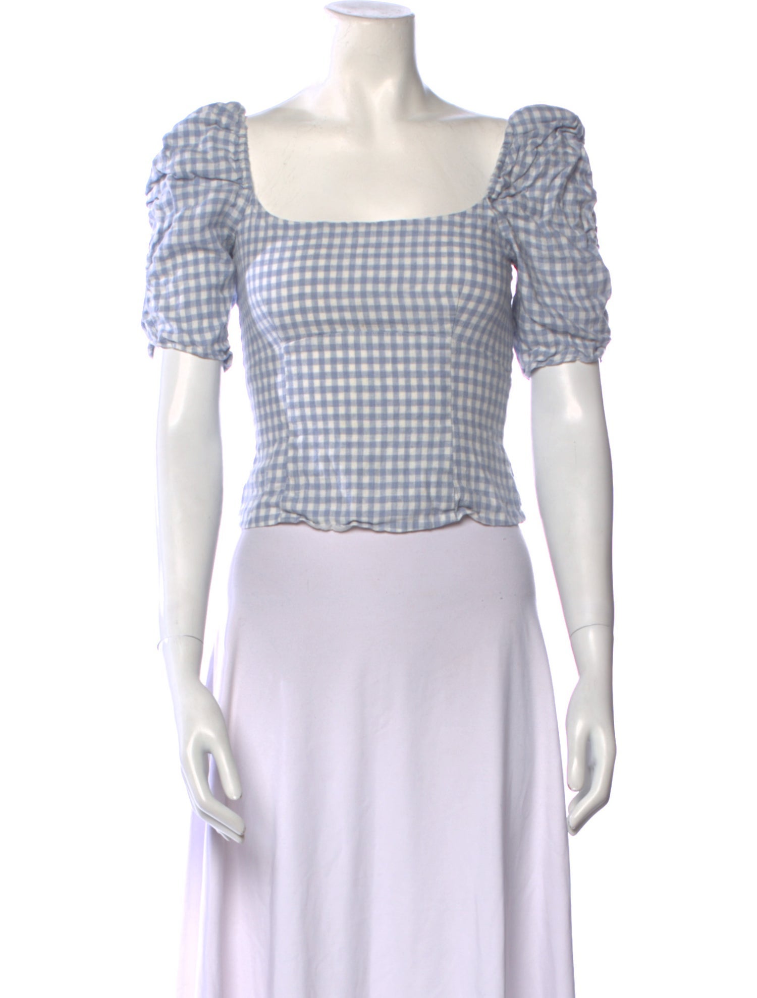 Reformation Linen Plaid Print Crop Top