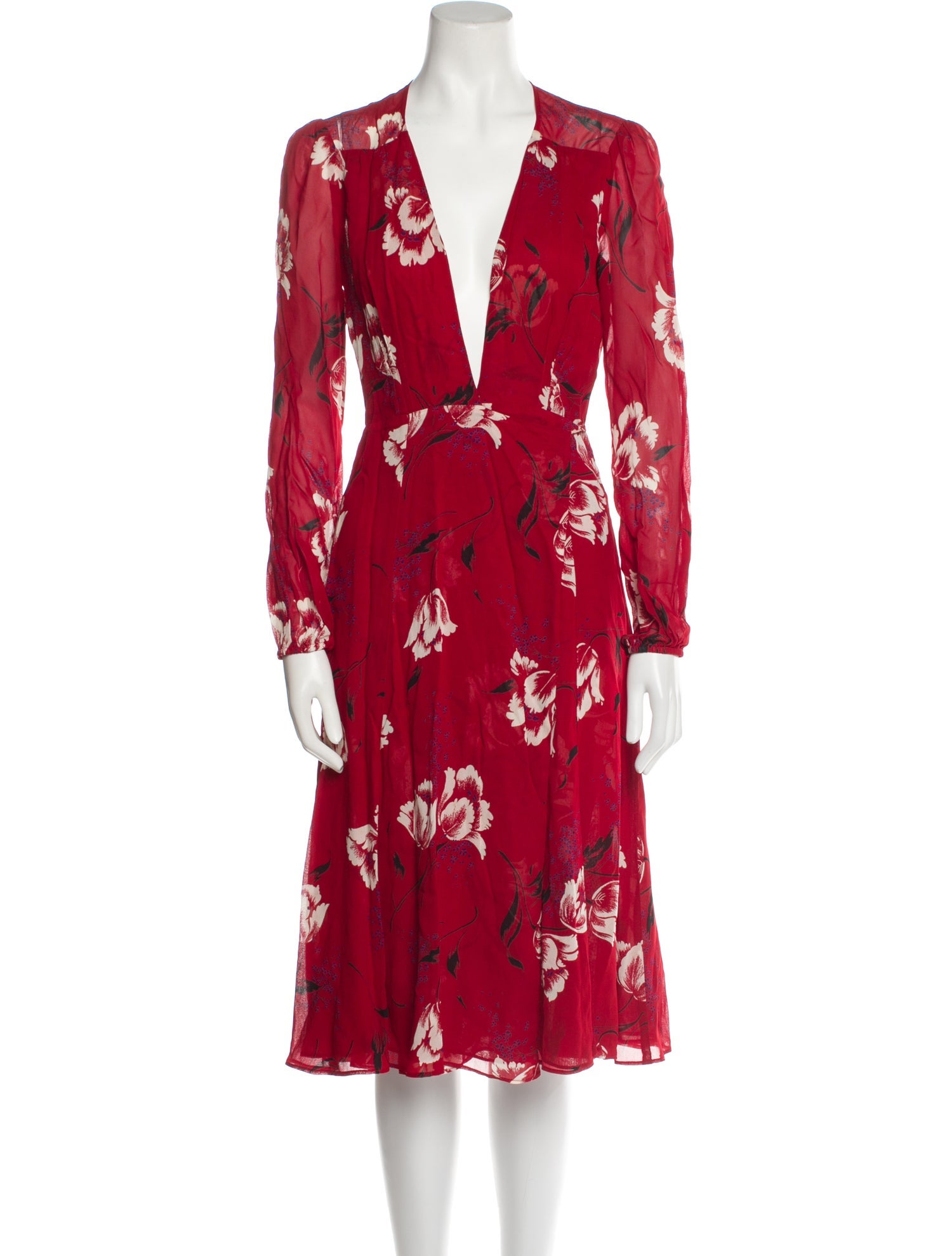 Reformation Floral Print Midi Length Dress