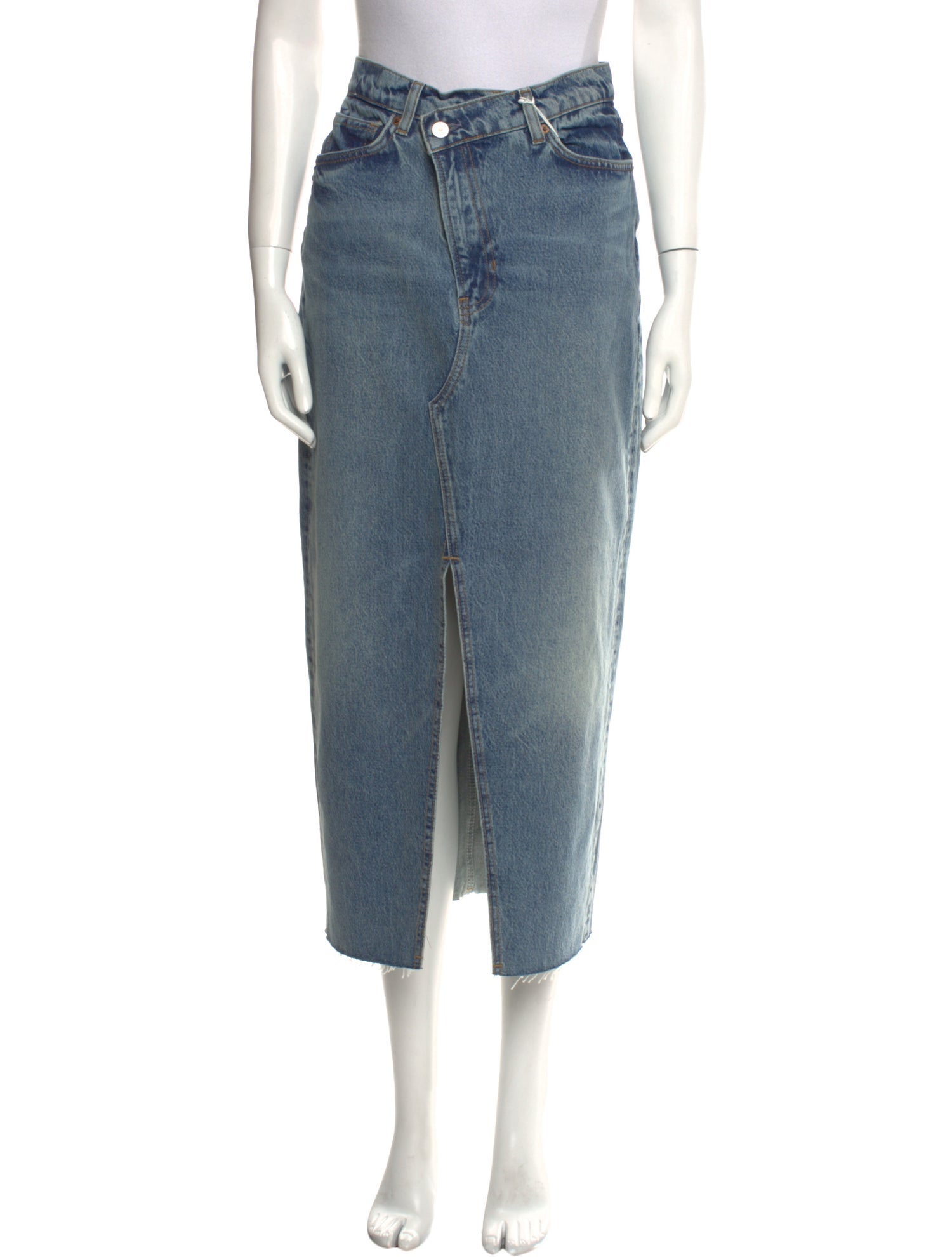 Reformation Distressed Accents Midi Length Skirt