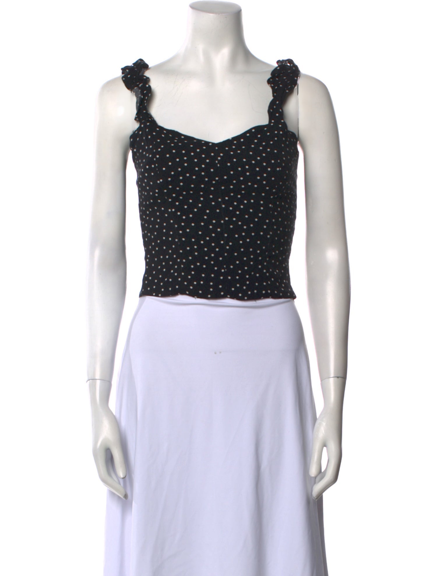 Reformation Polka Dot Print Square Neckline Crop Top