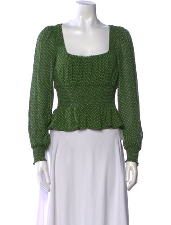 Reformation Polka Dot Print Square Neckline Crop Top