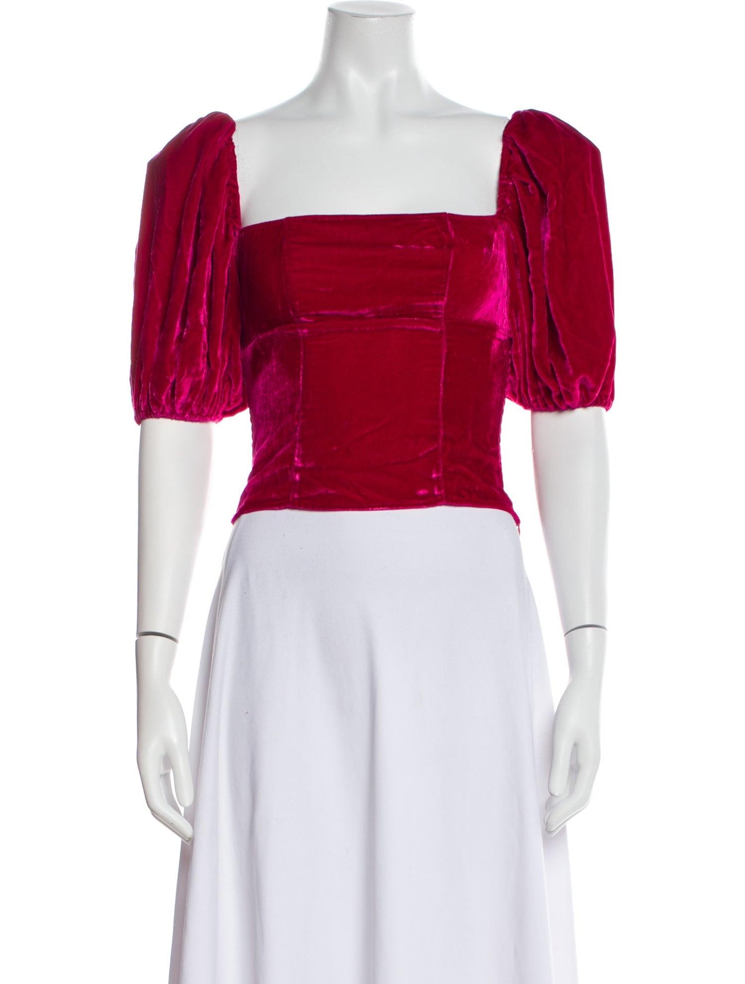 Reformation Square Neckline Short Sleeve Crop Top