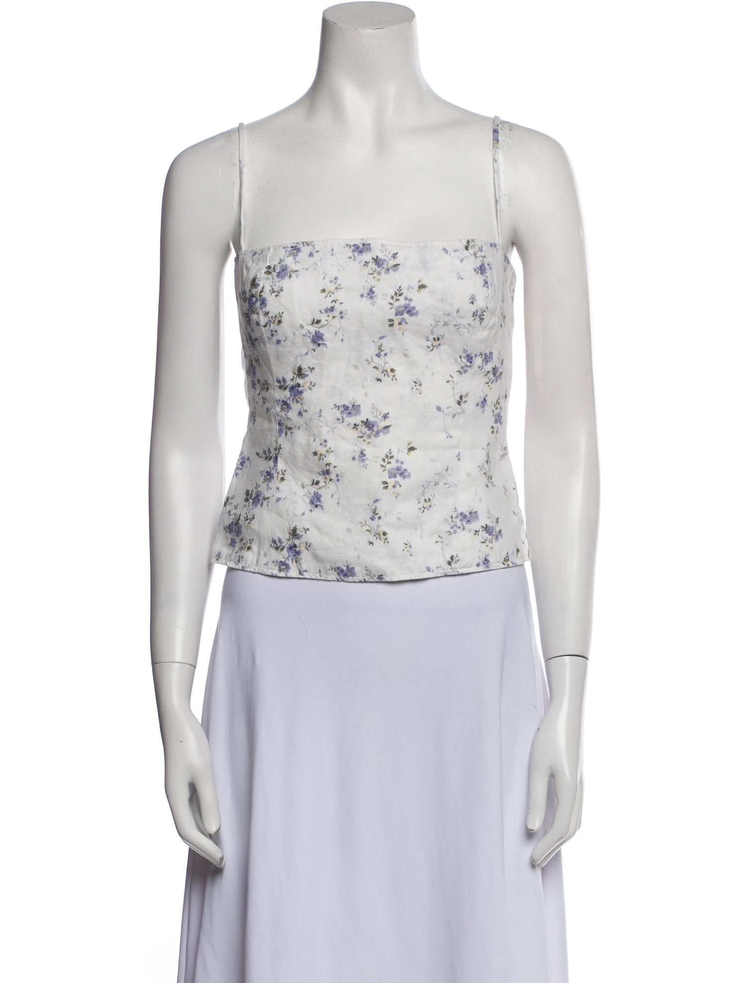 Reformation Linen Floral Print Crop Top