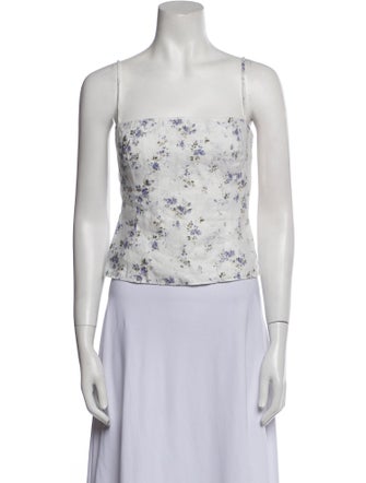 Reformation Linen Floral Print Crop Top