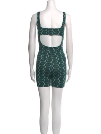 Reformation Printed Square Neckline Romper