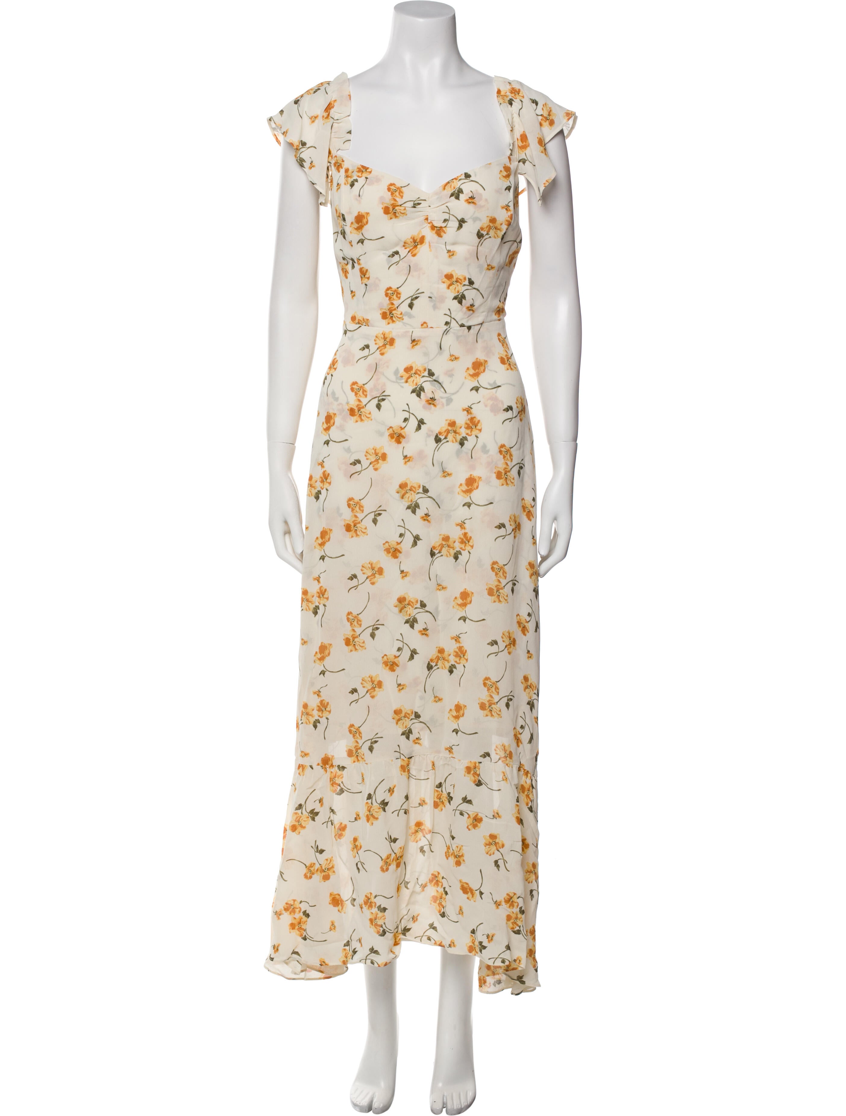 Reformation Floral Print Midi Length Dress