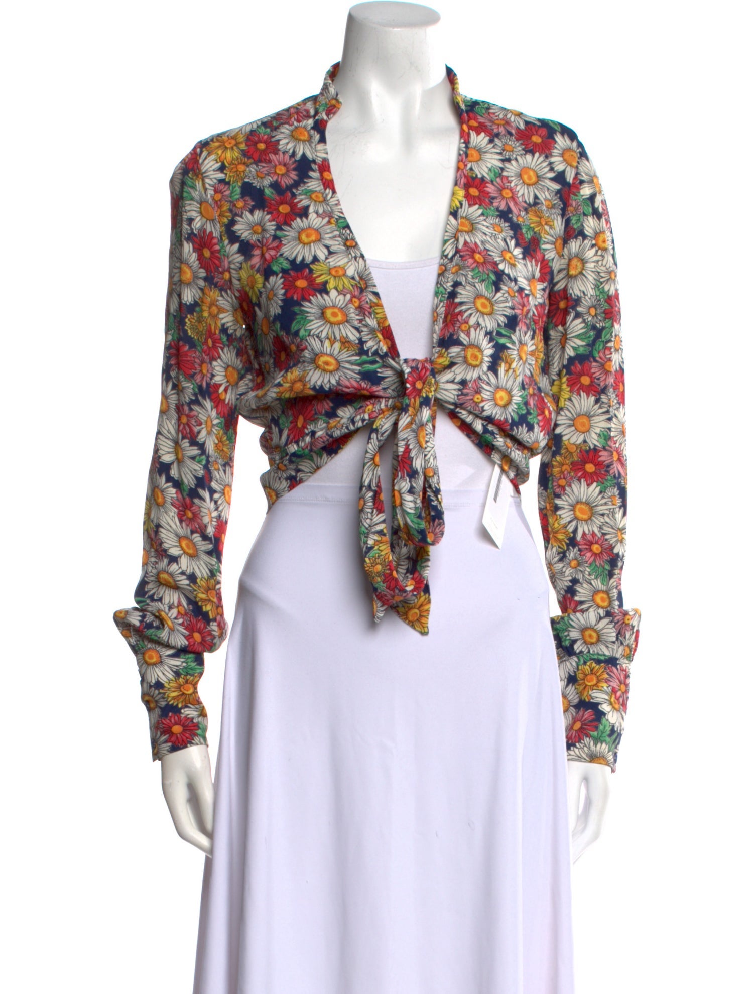 Reformation Floral Print V-Neck Crop Top