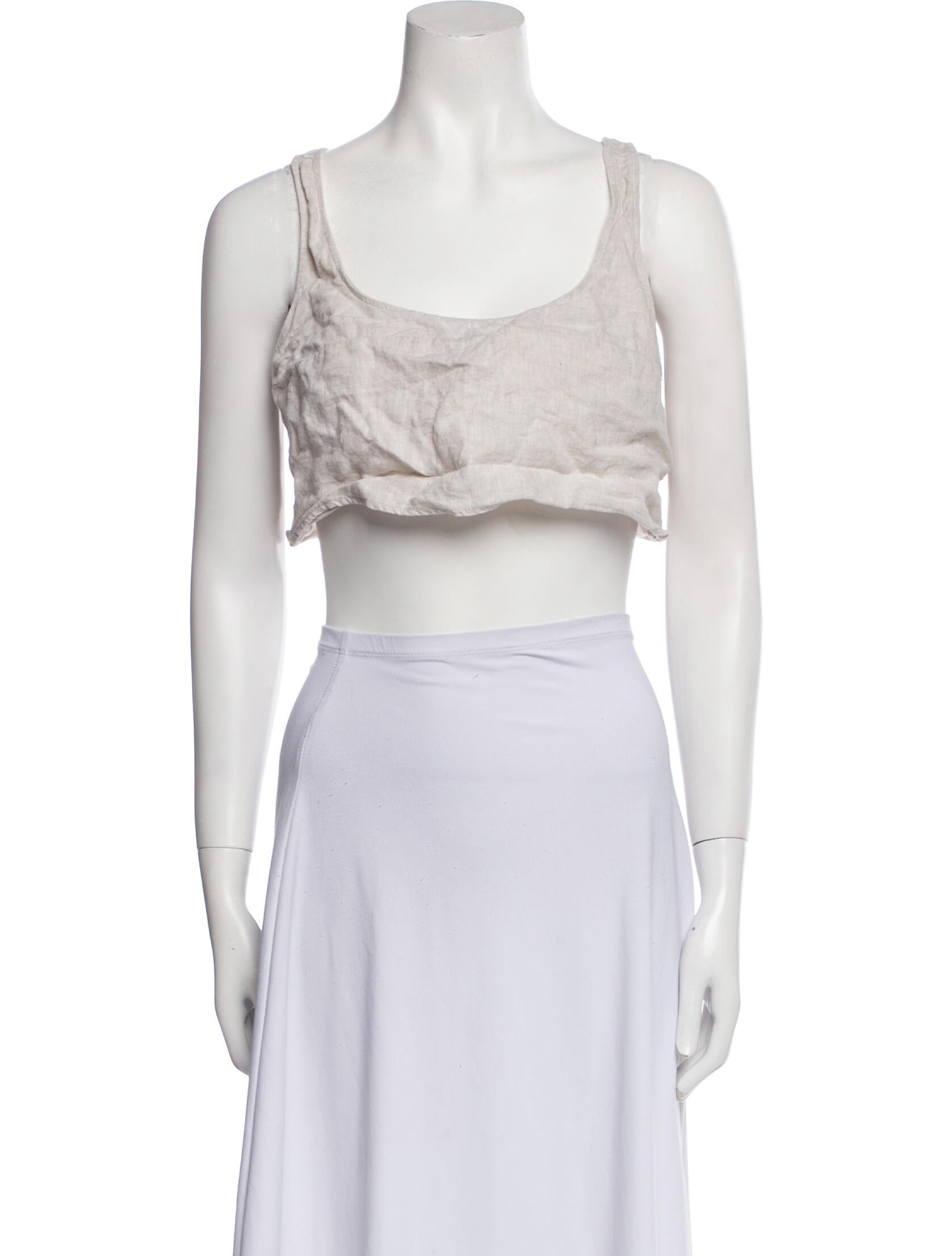 Reformation Linen Square Neckline Crop Top