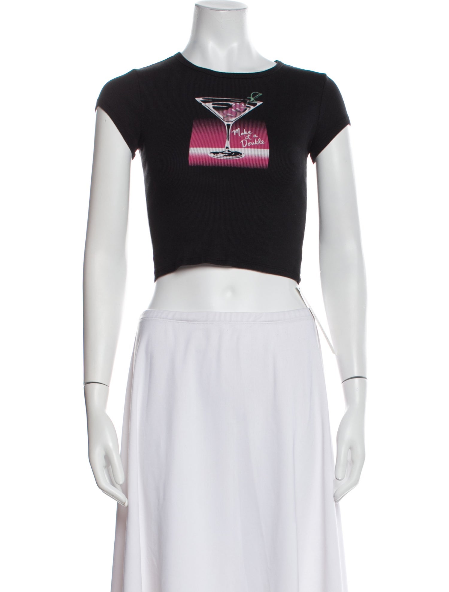 Reformation Graphic Print Crew Neck Crop Top