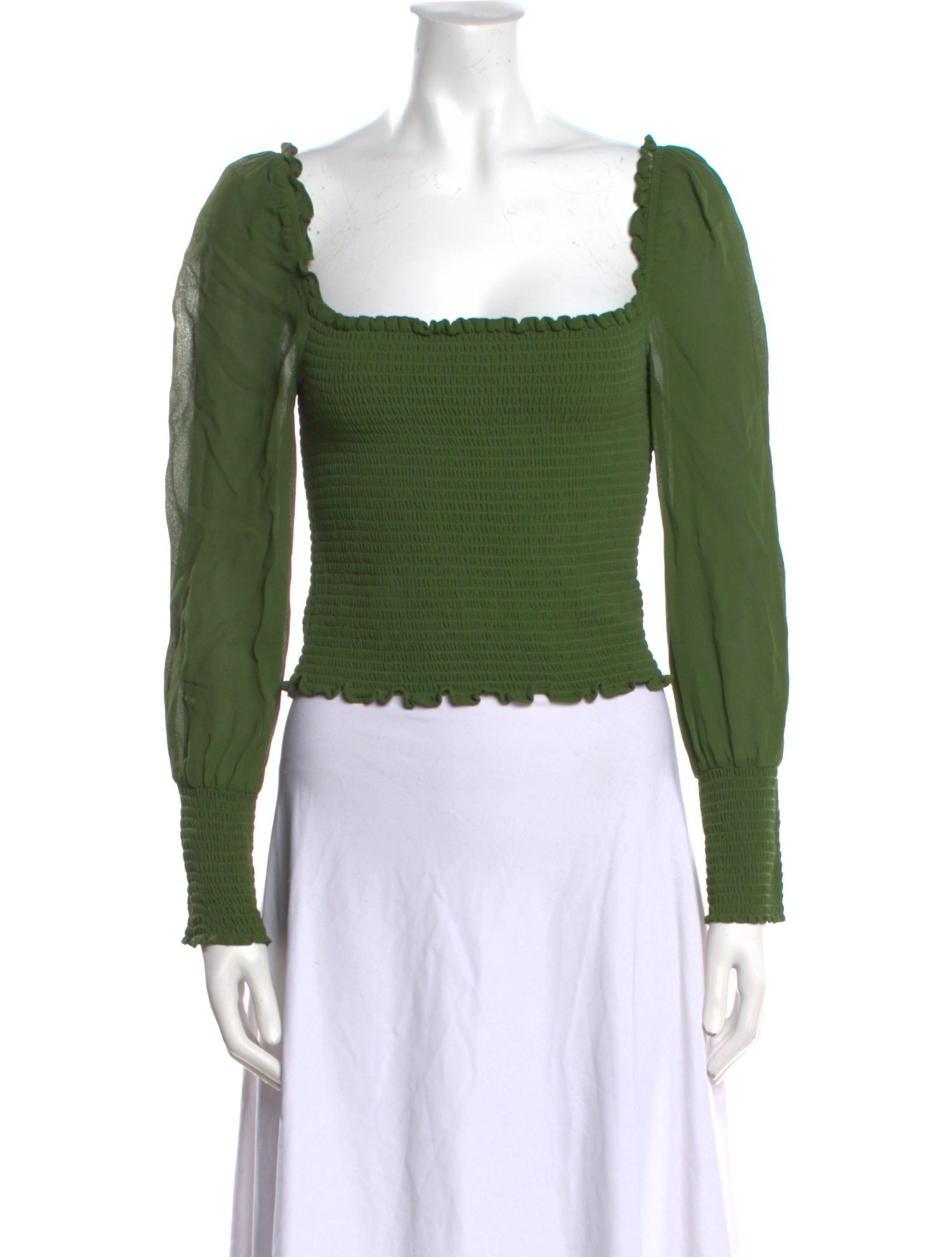 Reformation Square Neckline Long Sleeve Crop Top