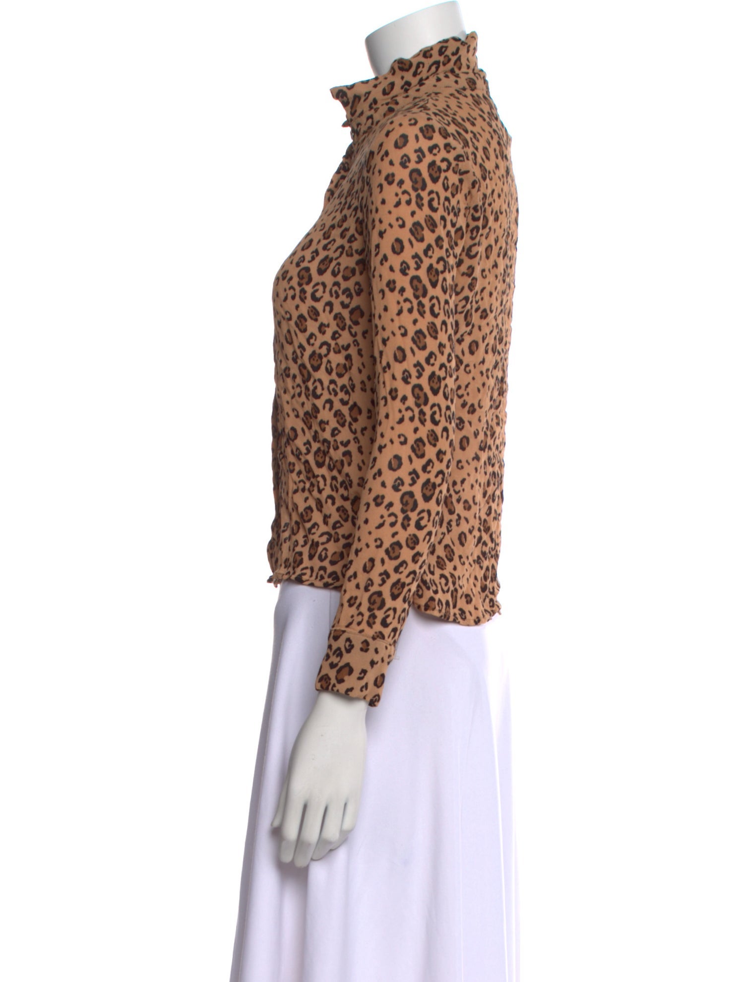 Reformation Animal Print Long Sleeve Button-Up Top