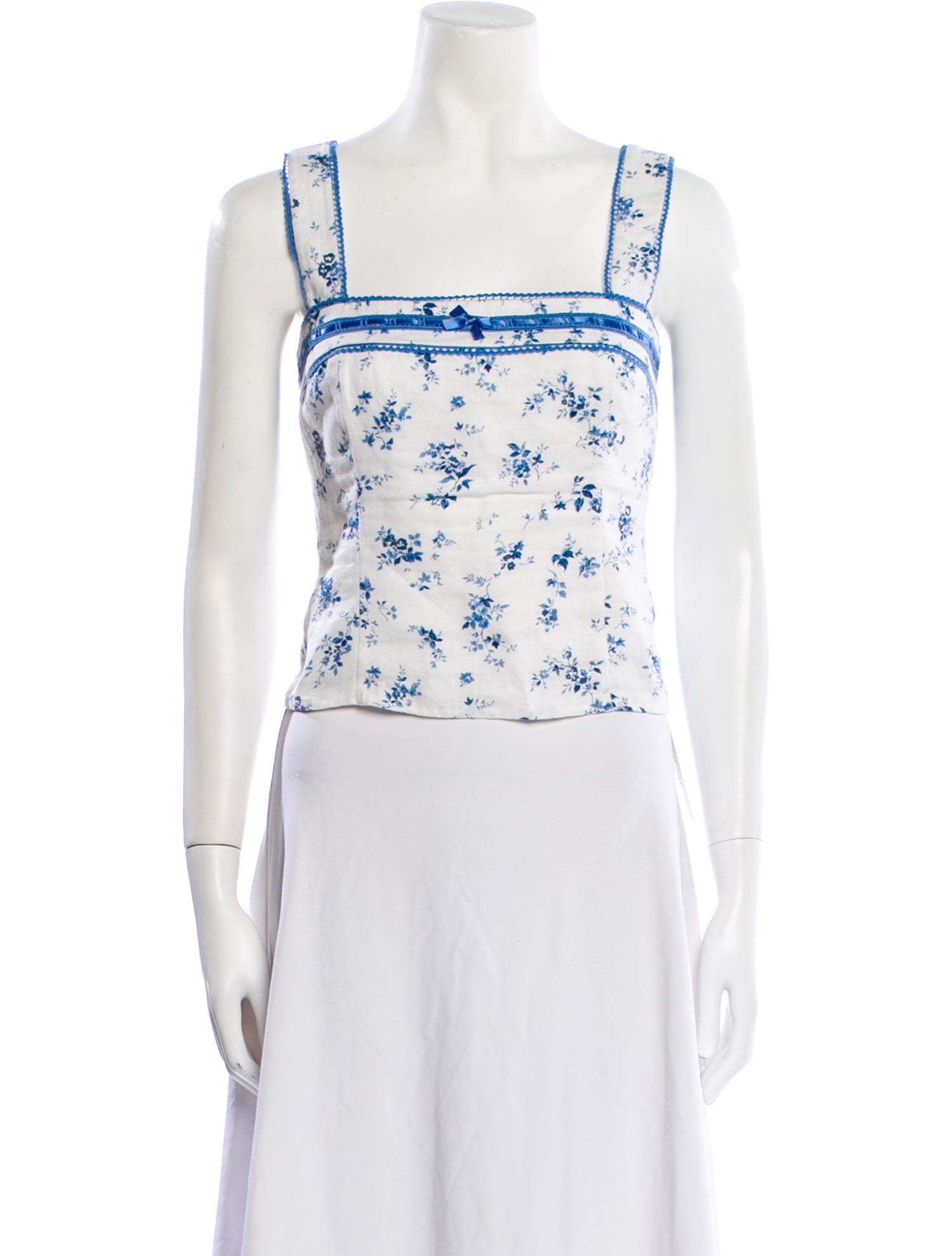 Reformation Linen Floral Print Crop Top