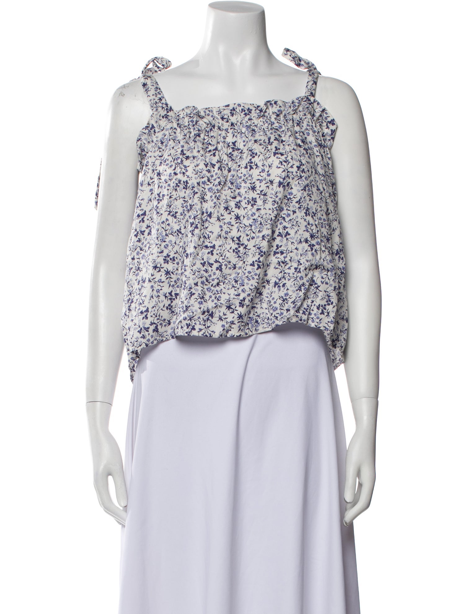 Reformation Floral Print Square Neckline Crop Top