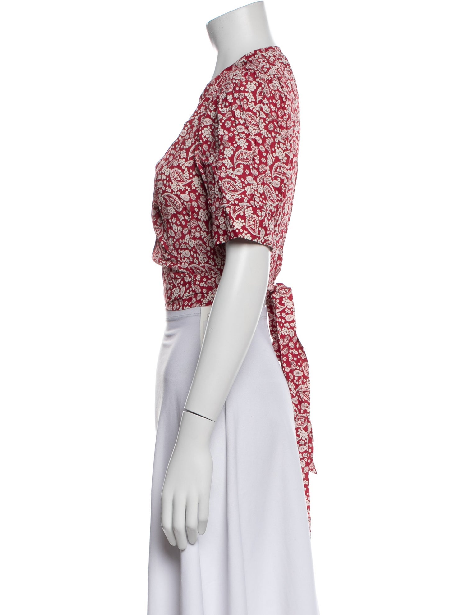 Reformation Floral Print Plunge Neckline Crop Top