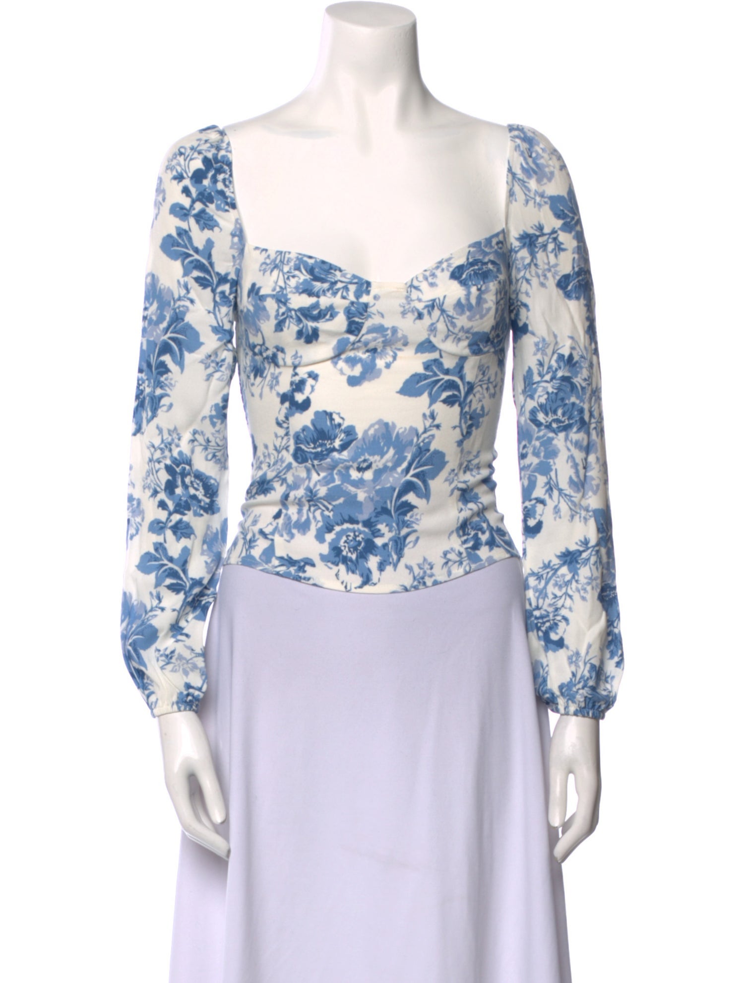 Reformation Floral Print Square Neckline Crop Top