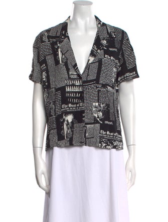Reformation Printed Short Sleeve Button-Up Top