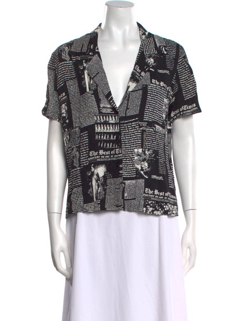 Reformation Printed Short Sleeve Button-Up Top