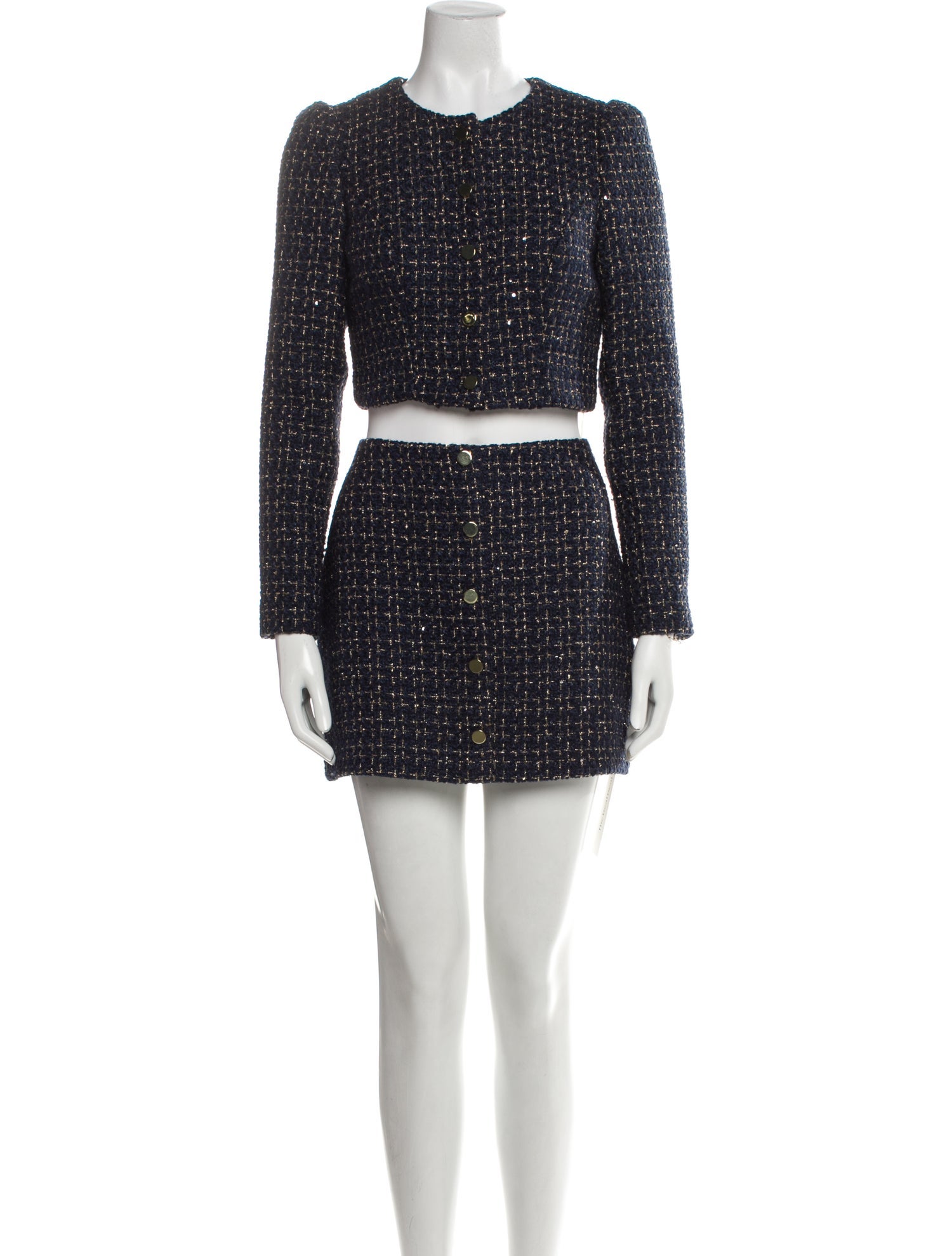 Reformation Tweed Pattern Glitter Accents Skirt Set