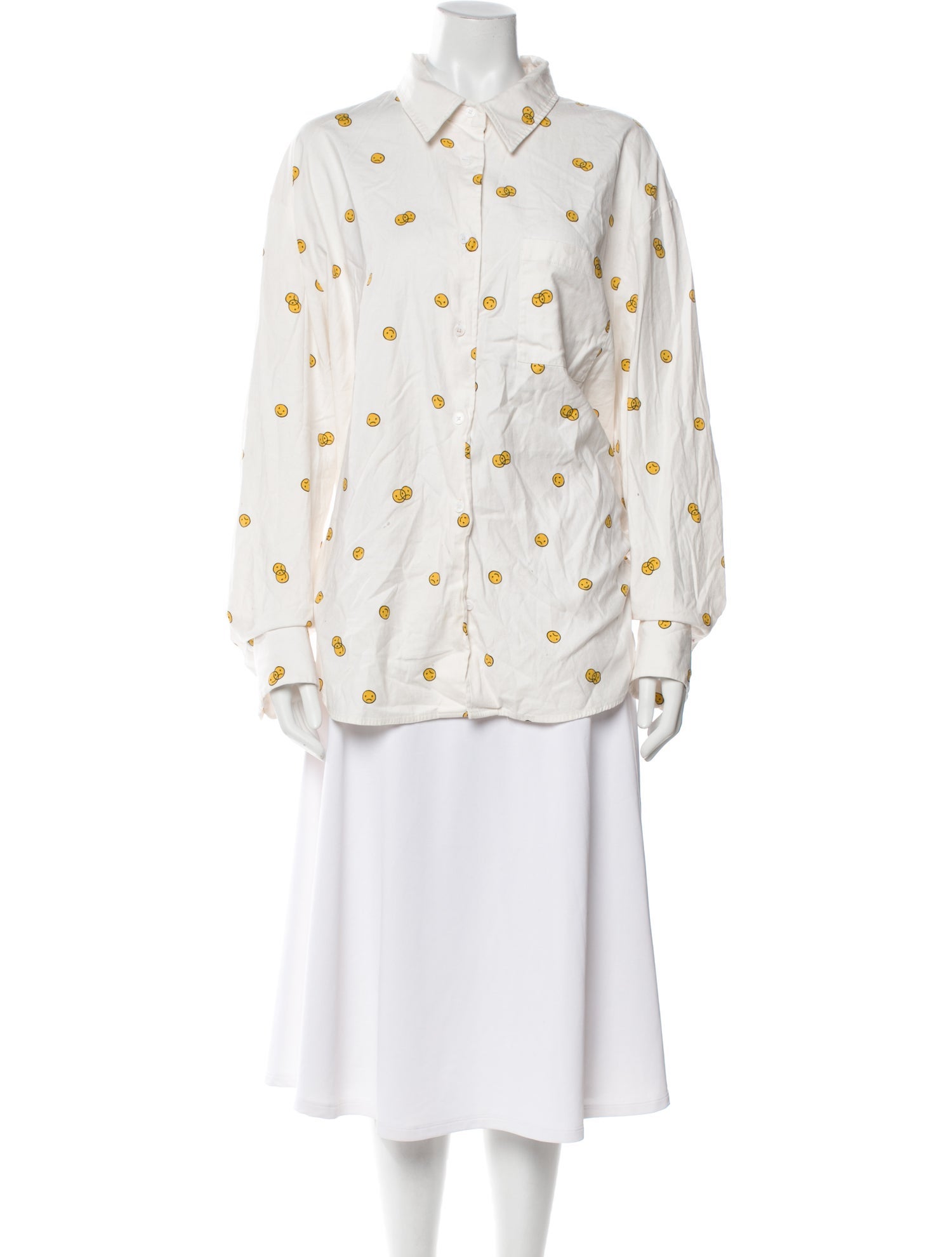 Reformation Printed Long Sleeve Button-Up Top