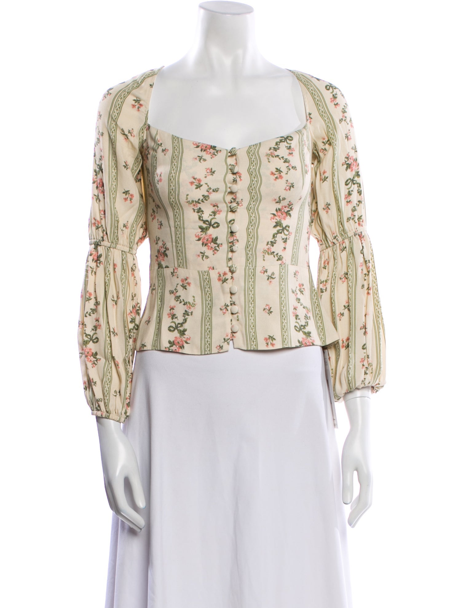 Reformation Floral Print Square Neckline Crop Top