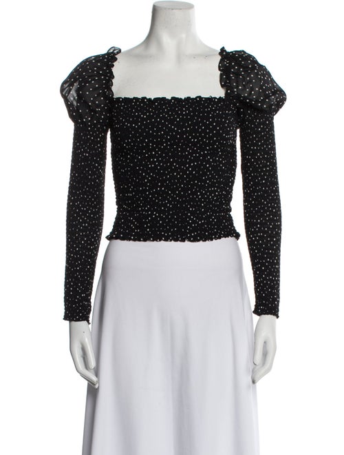 Reformation Polka Dot Print Square Neckline Crop Top