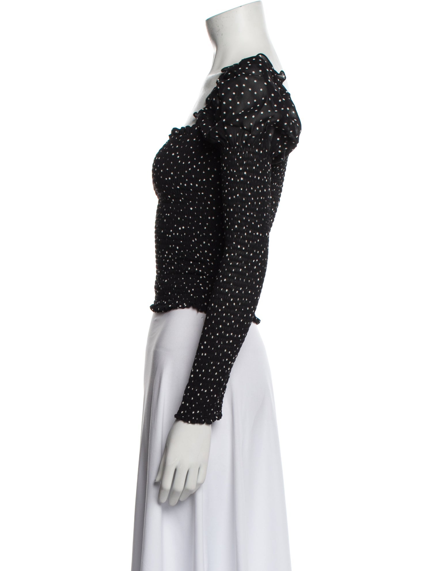 Reformation Polka Dot Print Square Neckline Crop Top