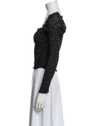 Reformation Polka Dot Print Square Neckline Crop Top