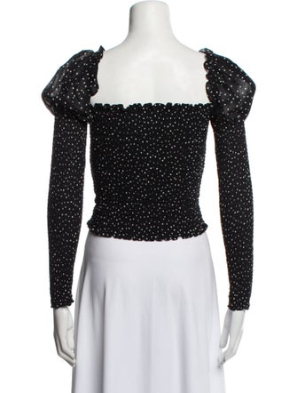 Reformation Polka Dot Print Square Neckline Crop Top
