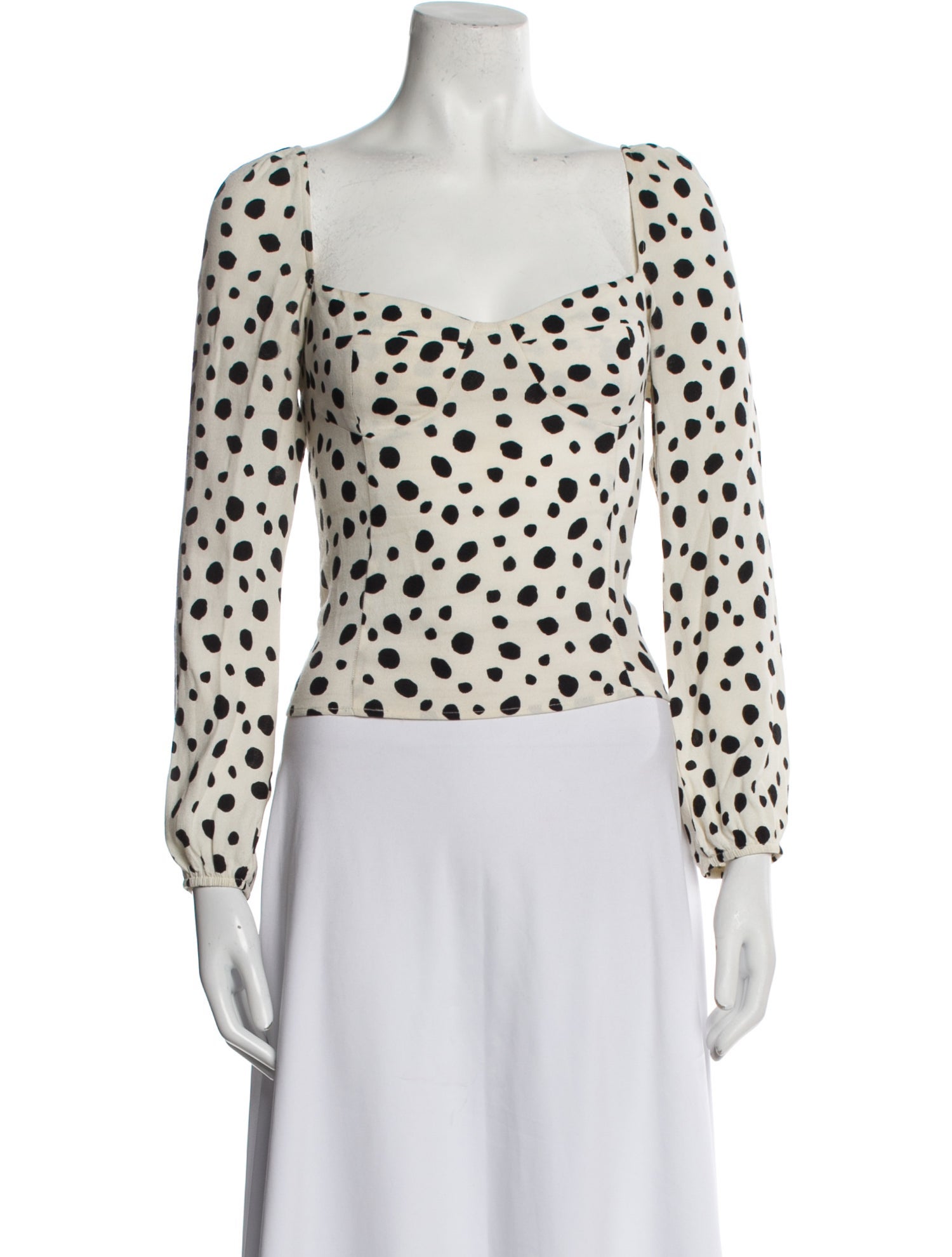Reformation Polka Dot Print Square Neckline Crop Top